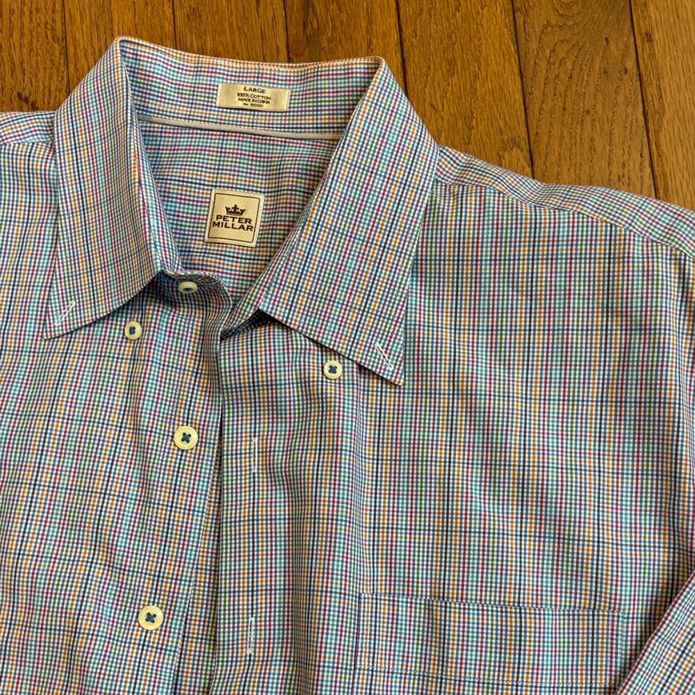 Peter Millar Multicolor Check Casual Button Down Shirt
